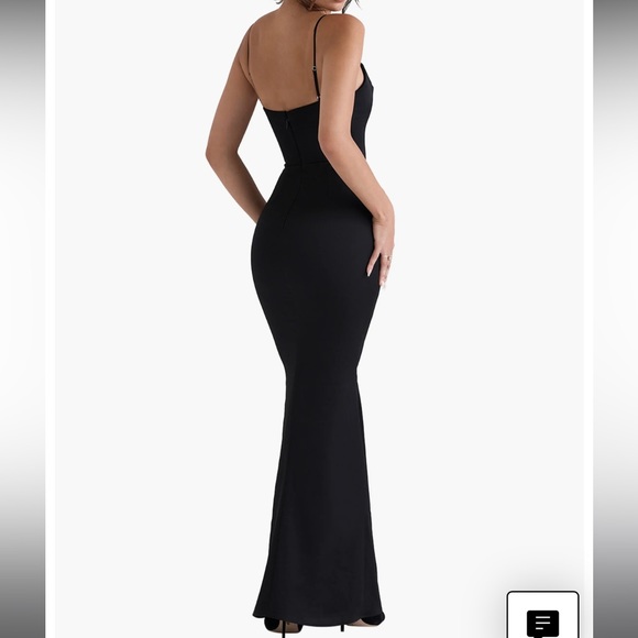 House of CB Dresses House Of Cb Olivette Black Satin Corset Maxi